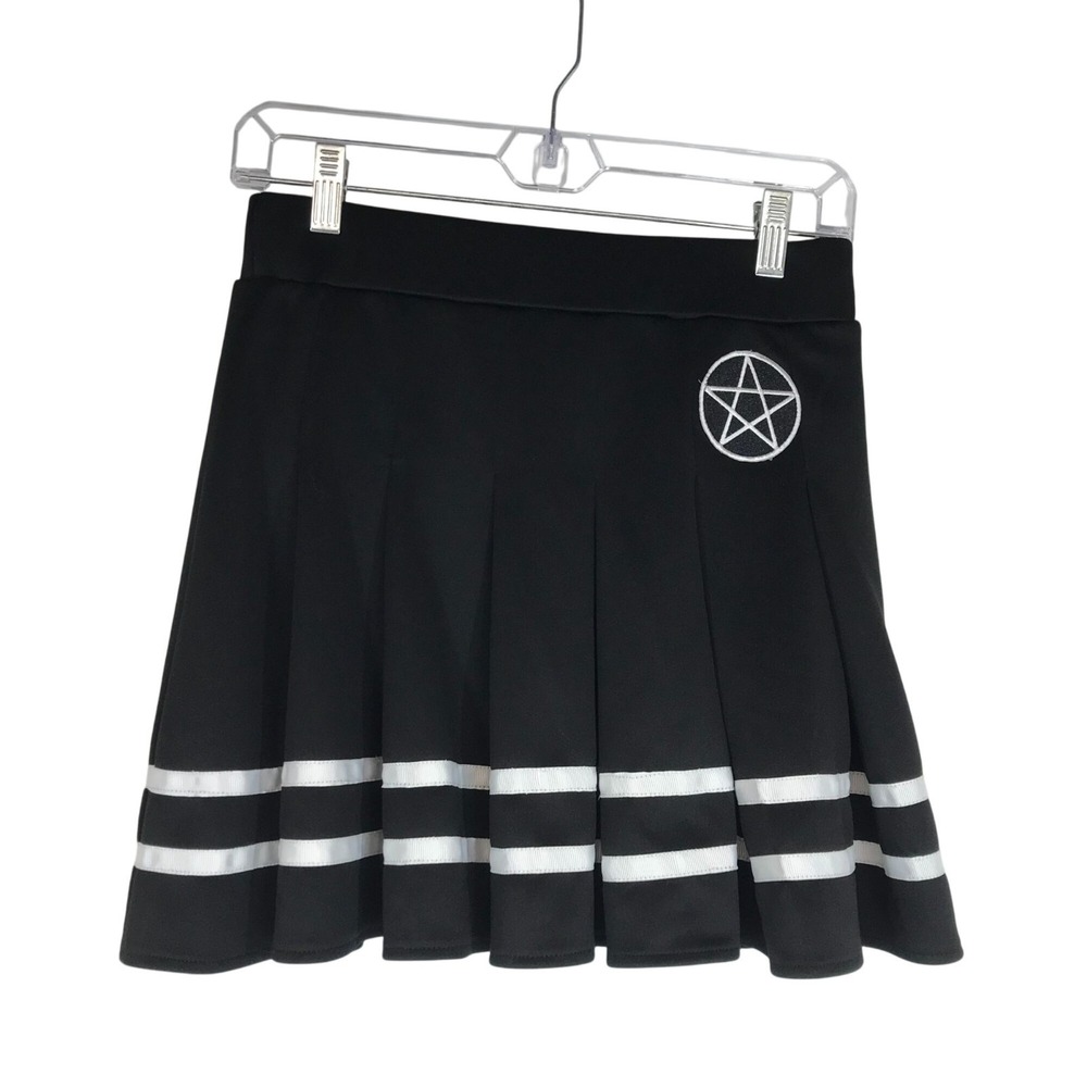 SPENCER'S - WOMEN'S MEDIUM - BLACK PLEATED CHEER SKATER GOTH SKIRT